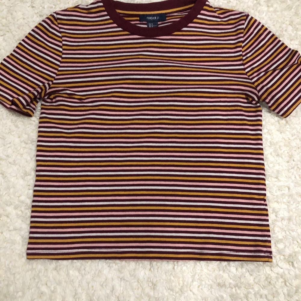 Forever 21 Stripped Cropped Shirt